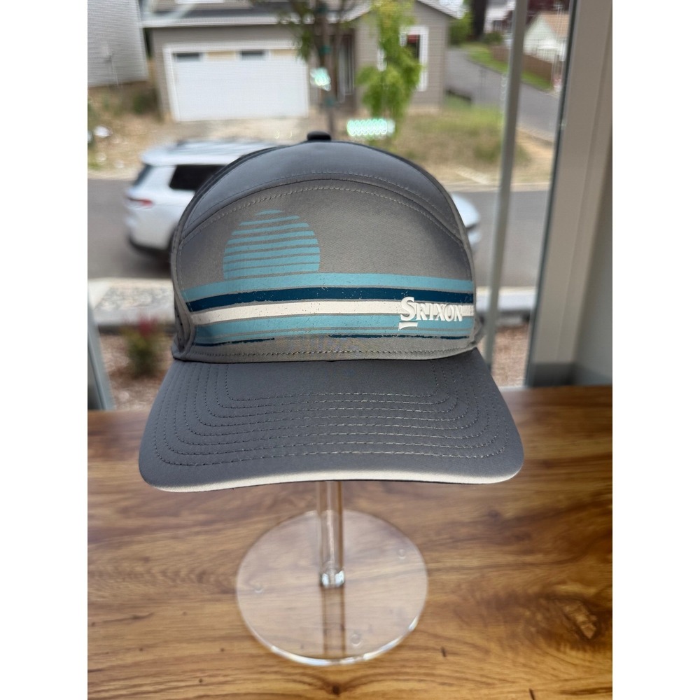 Srixon Mens Gray Perforated 7-Panel Golf Hat Snapback Sunset Graphic Cap